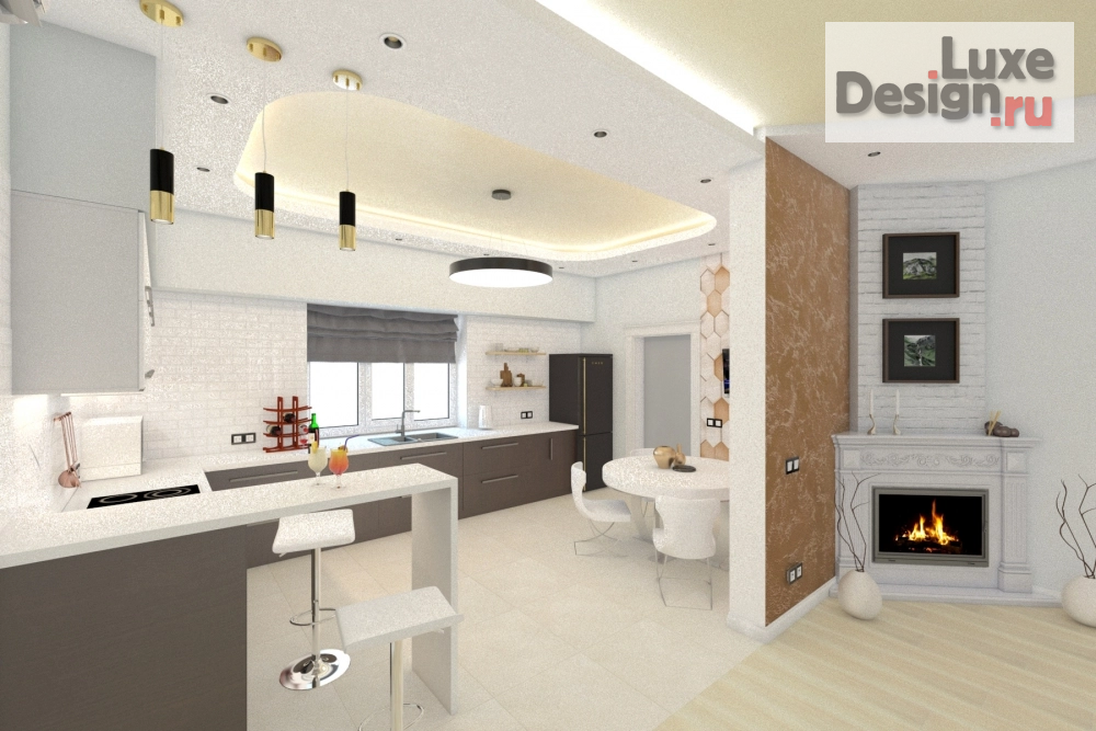 Дизайн интерьера загородного дома "Совмещенная гостиная-кухня в частном доме" (фото 3)