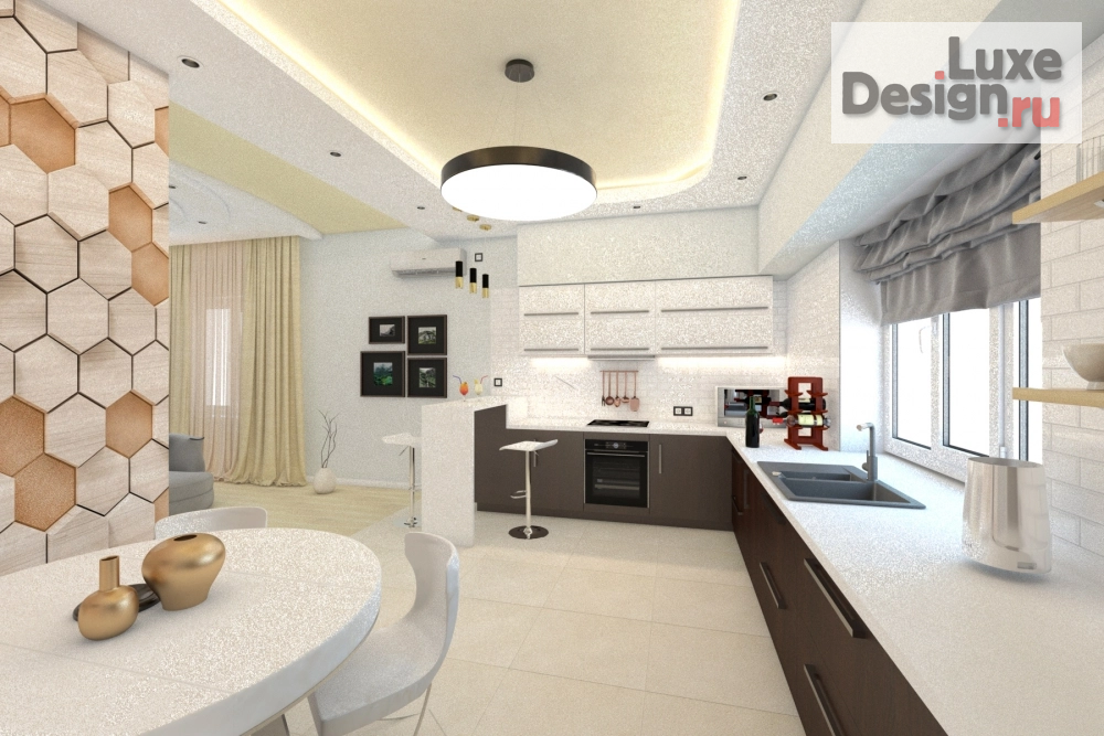 Дизайн интерьера загородного дома "Совмещенная гостиная-кухня в частном доме" (фото 5)